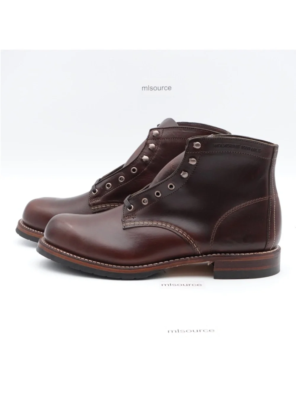 Wolverine Men's 1000 Mile Plain Toe Leather Boots Vibram Outsole W990072 Brown